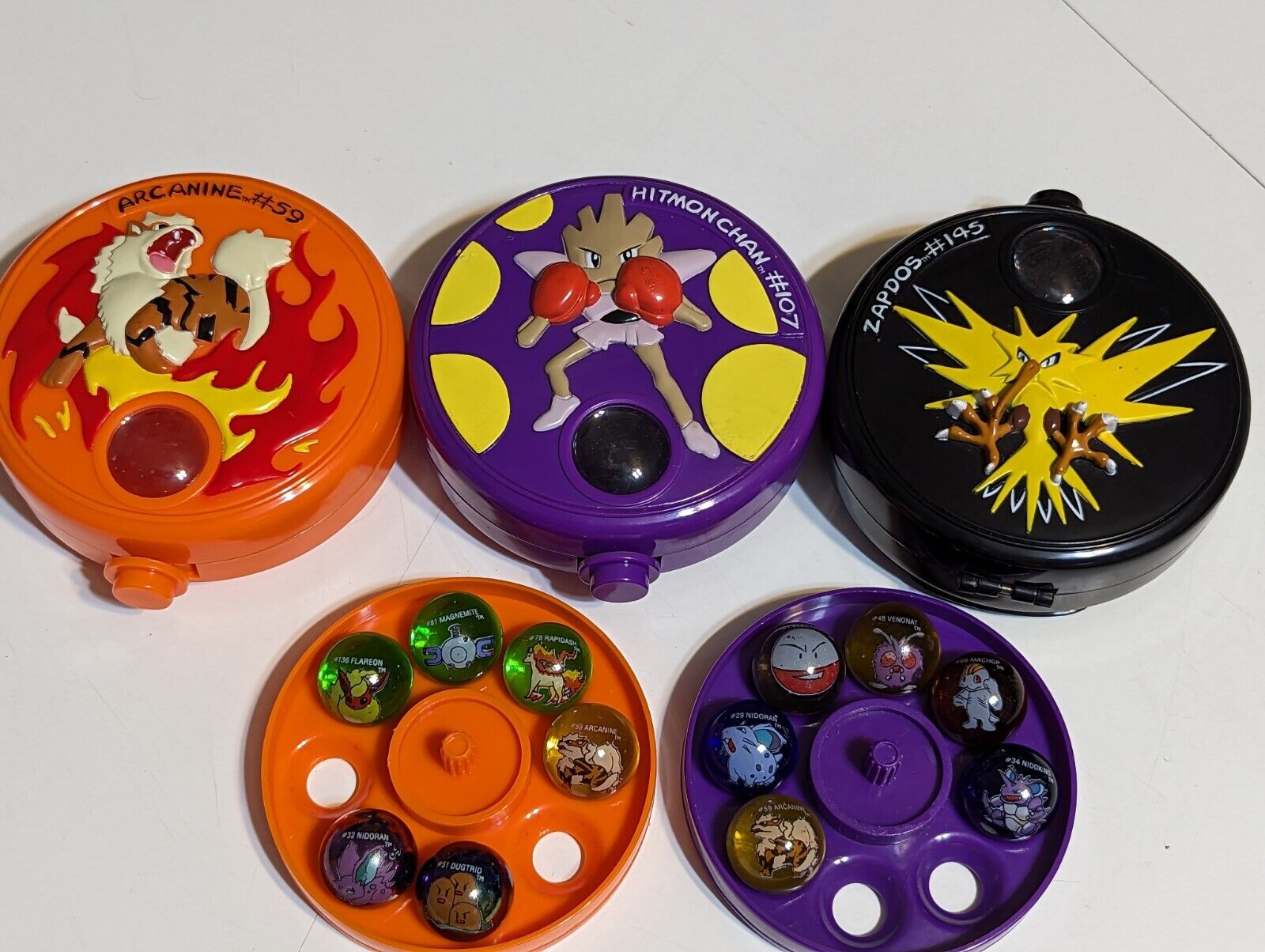 Vintage Pokemon Marbles Lot Toy Biz - 3 Cases, 10 Marbles + 2 Holo