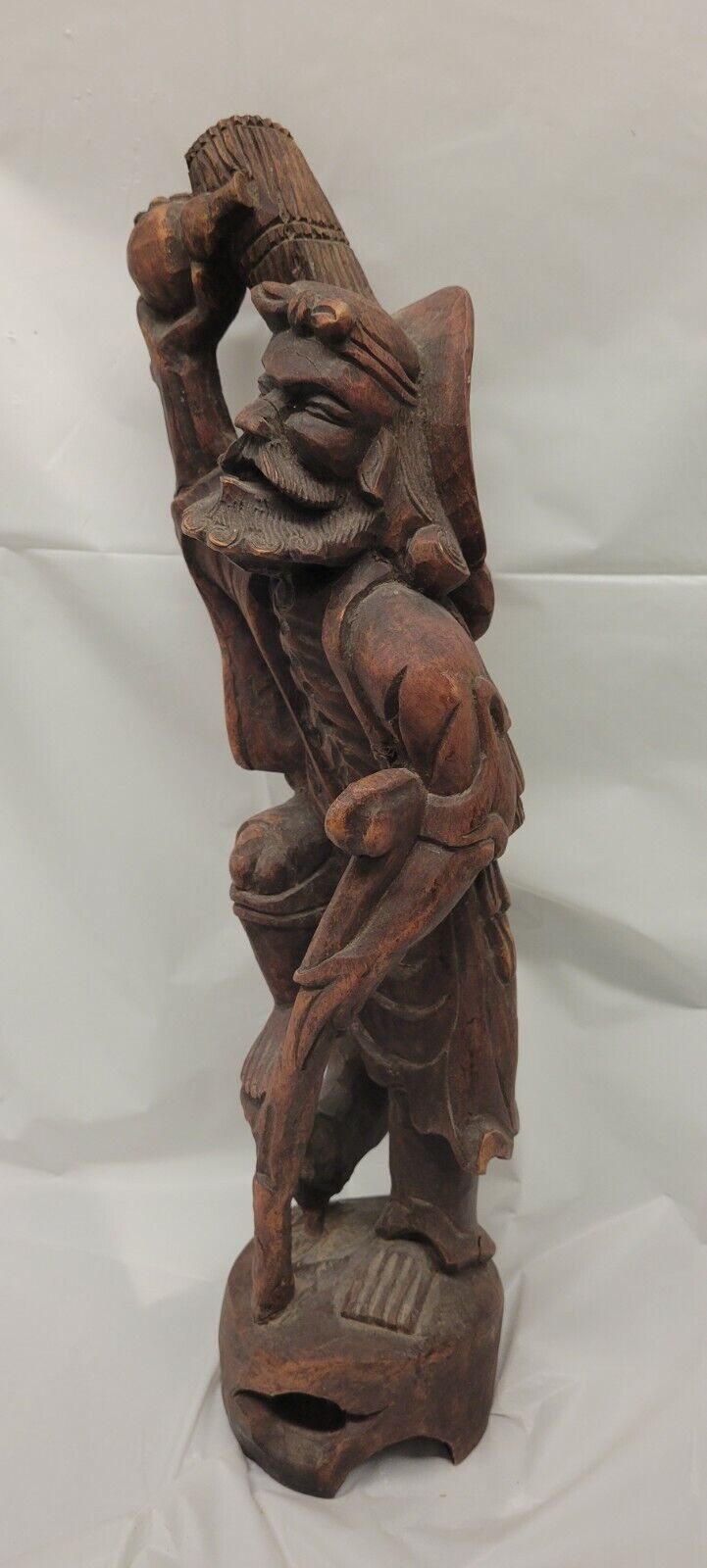 chinese immortal wood carving statue 17 Inch Antique / Vintage 