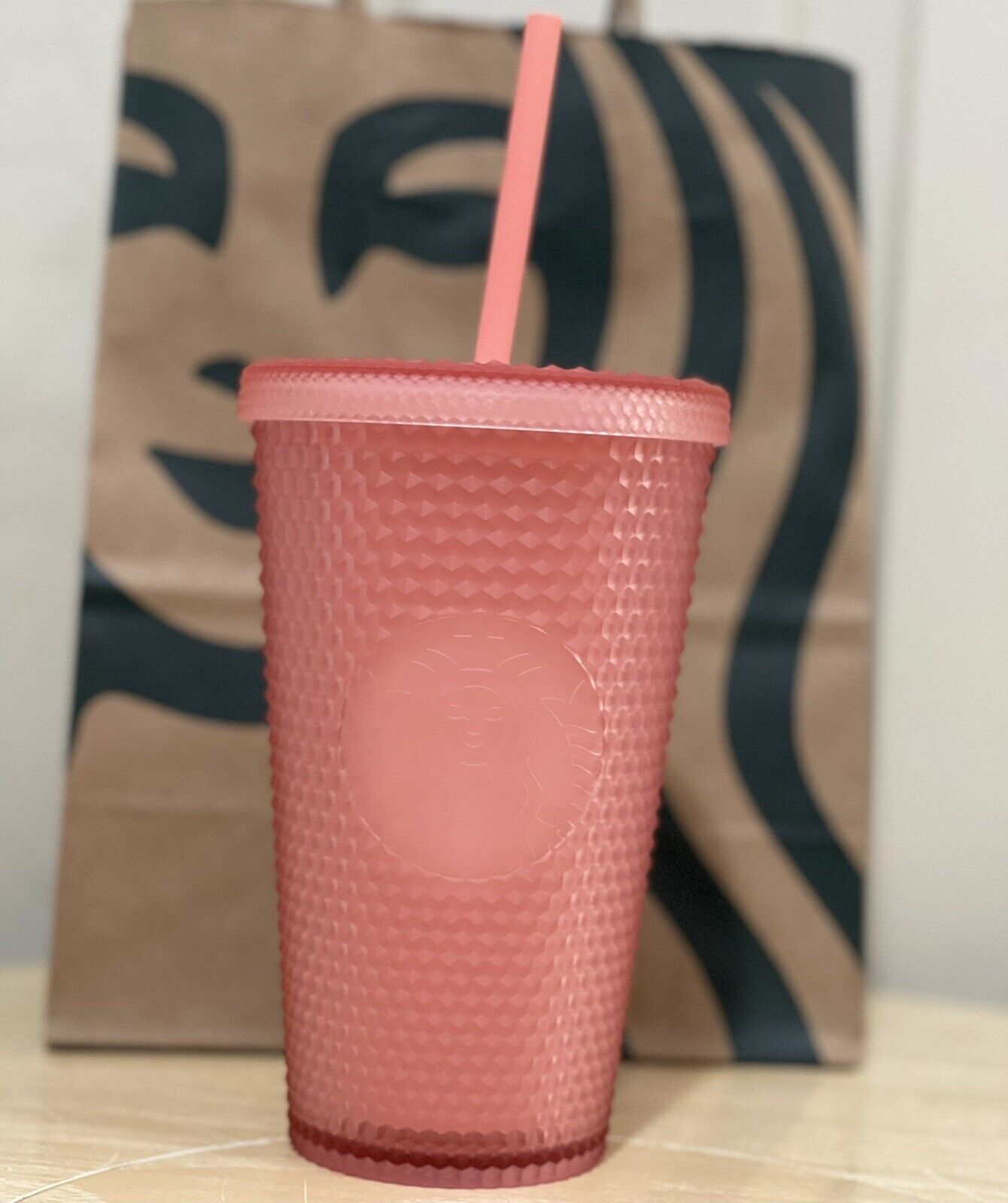 Starbucks 2022 Soft Touch Pink Lemonade Jelly Studded 16oz Tumbler NEW