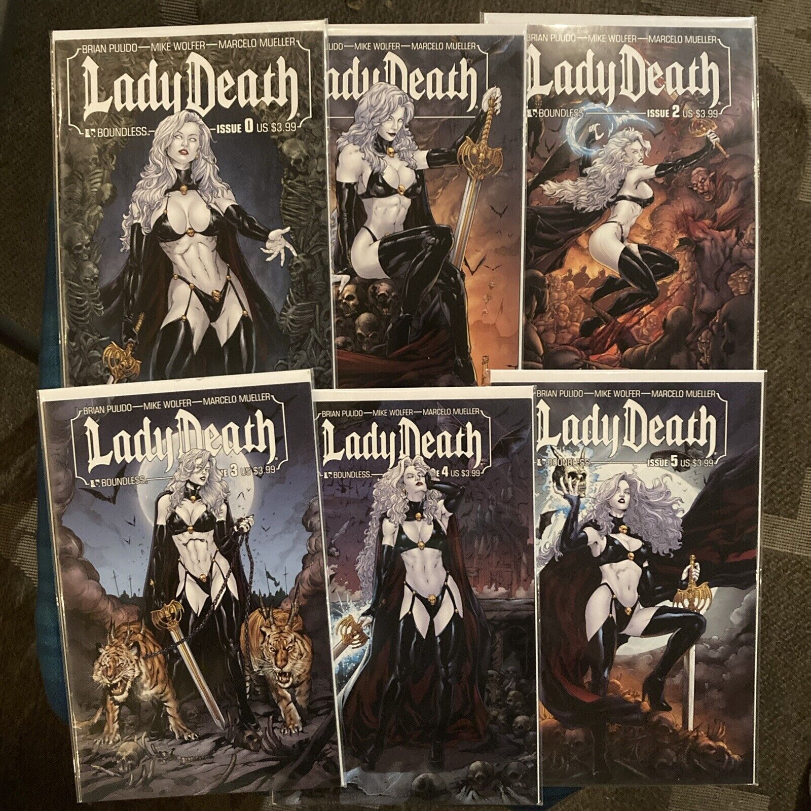 Lady Death : Boundless Lot #’s 0-5 (6book) Pulido / Wolfer / Mueller