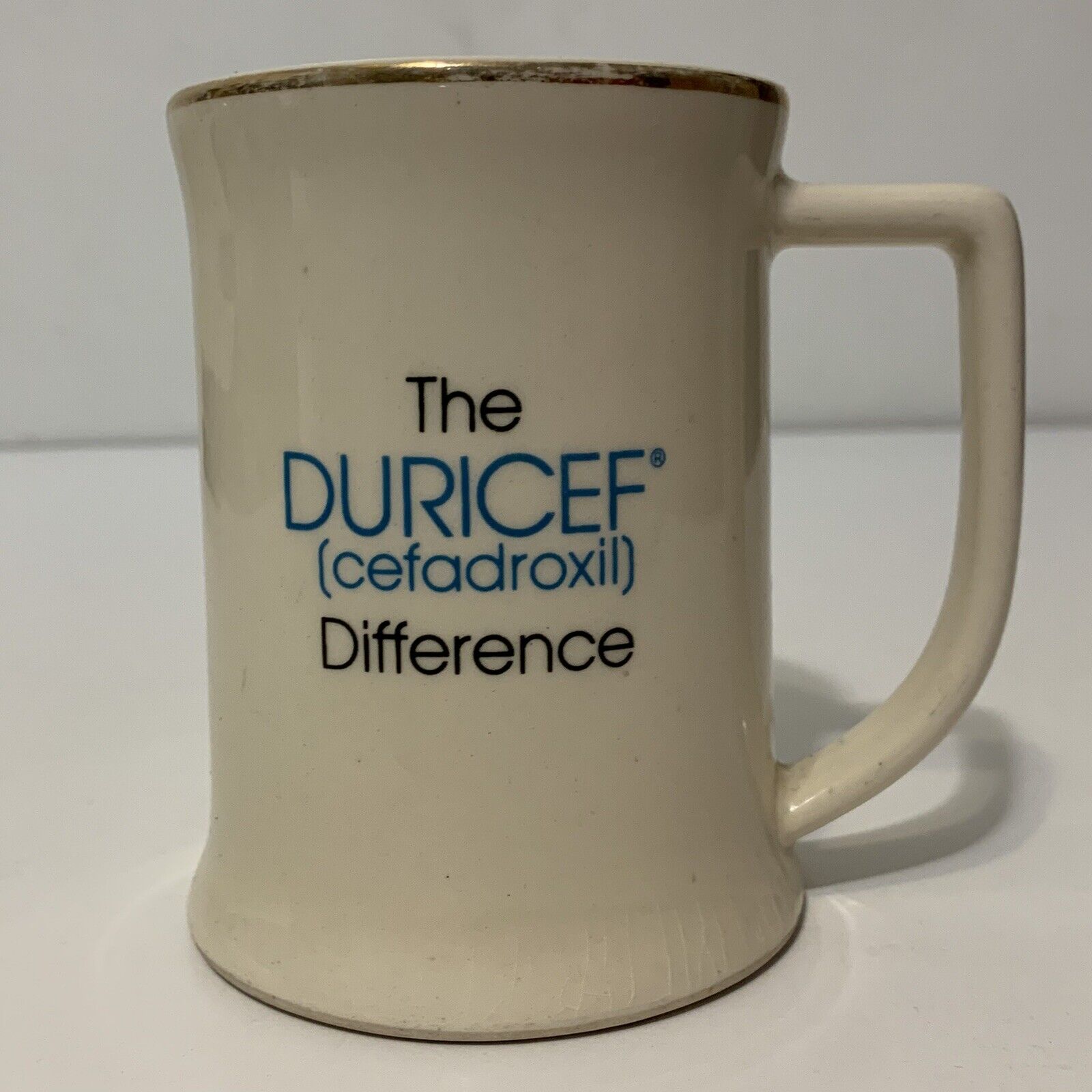 Vintage 80s Duricef cefadroxil Ceramic Drug Mug Antibiotic Pharmaceutical Rep