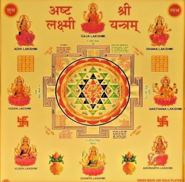 Shri Ashta Lakshmi Shri Yantra Plate Blessed Energized Divine Mystical Aura 6\
