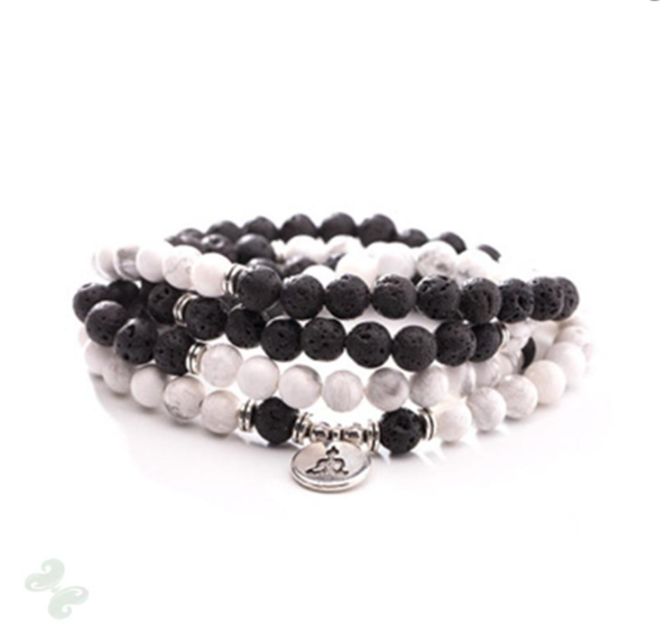6mm Lava Stone Howlite 108 Beads Gemstone Mala Bracelet Wrist Spirituality