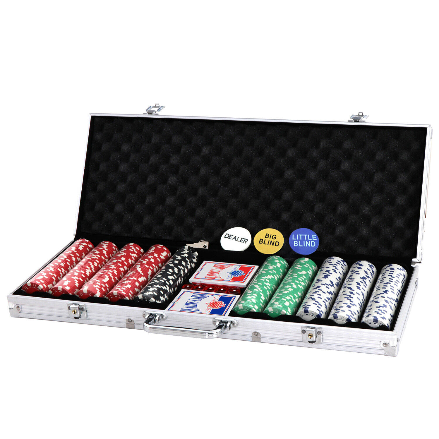 500 Chips Poker Chips Set 11.5 Gram Holdem Cards Game with Case & Dices at Home