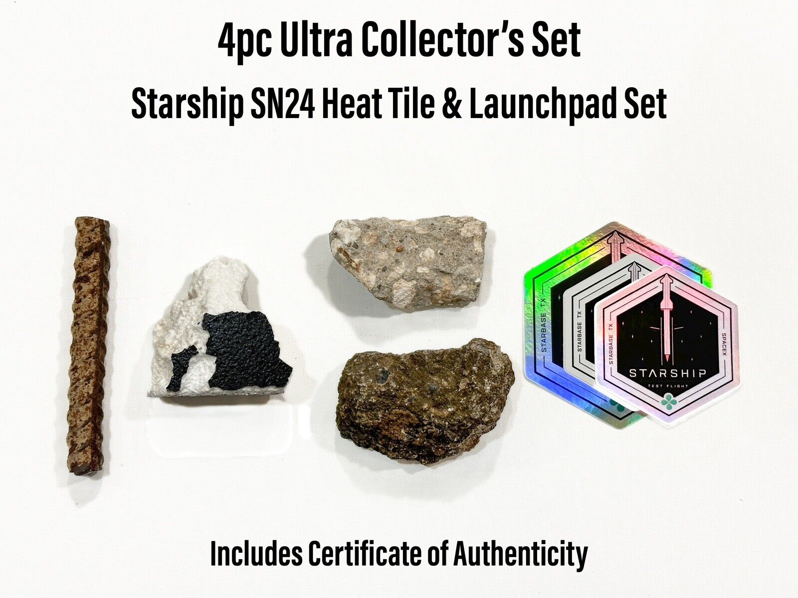 SpaceX Starship SN24 S24 Heat Shield Tile & Launchpad - 4 Piece Collector’s Set