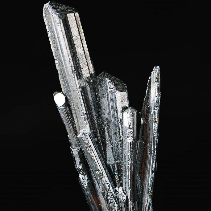 93Ct Top Class Bright Stibnite Crystal Cluster Mineral Samples / Hunan, China