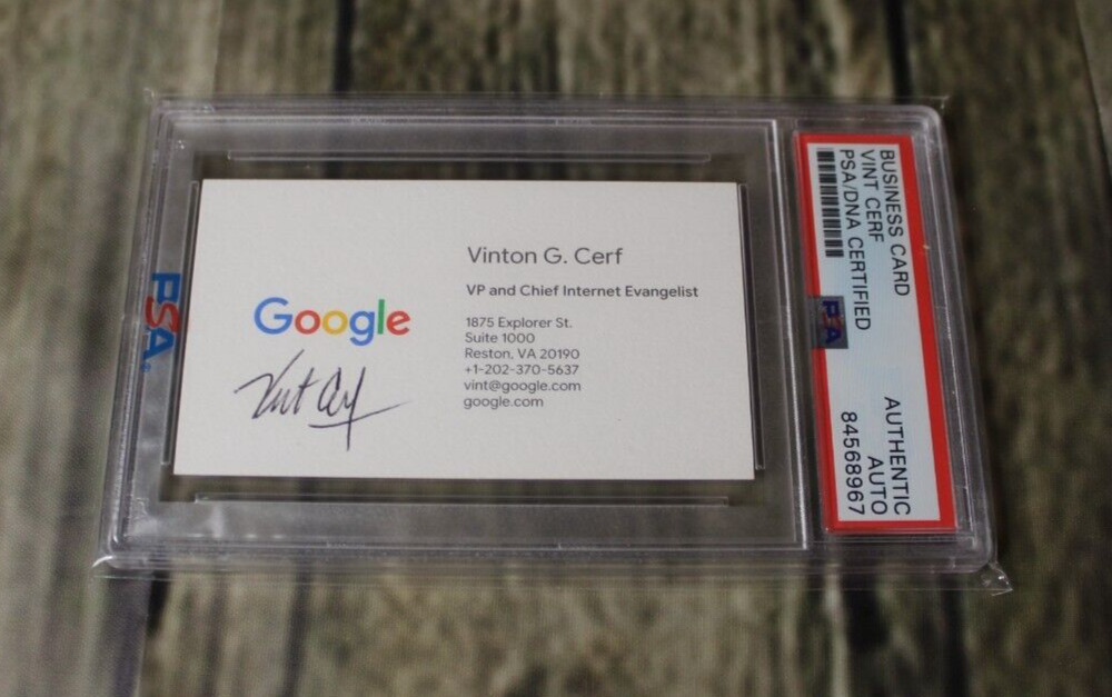 Vint Cerf Authentic Autographed Signed PSA/DNA Certified Google Business Card