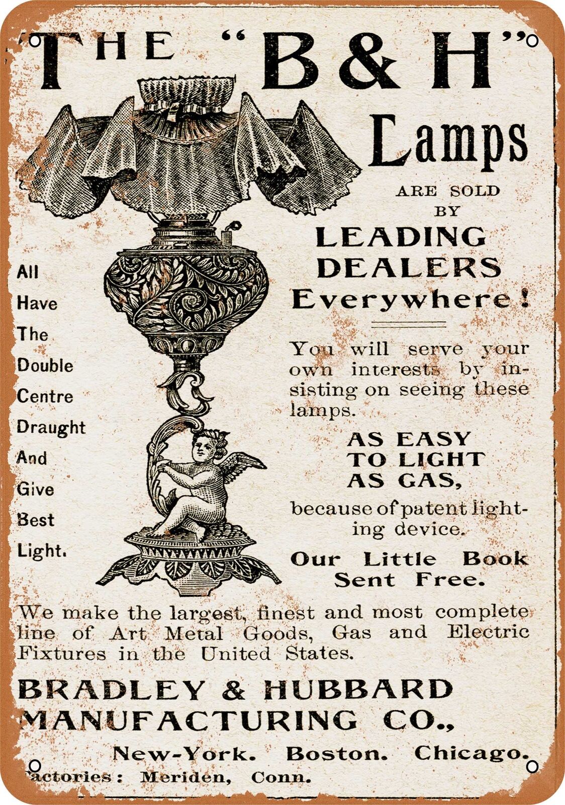 Metal Sign - 1894 Bradley & Hubbard Lamps -- Vintage Look