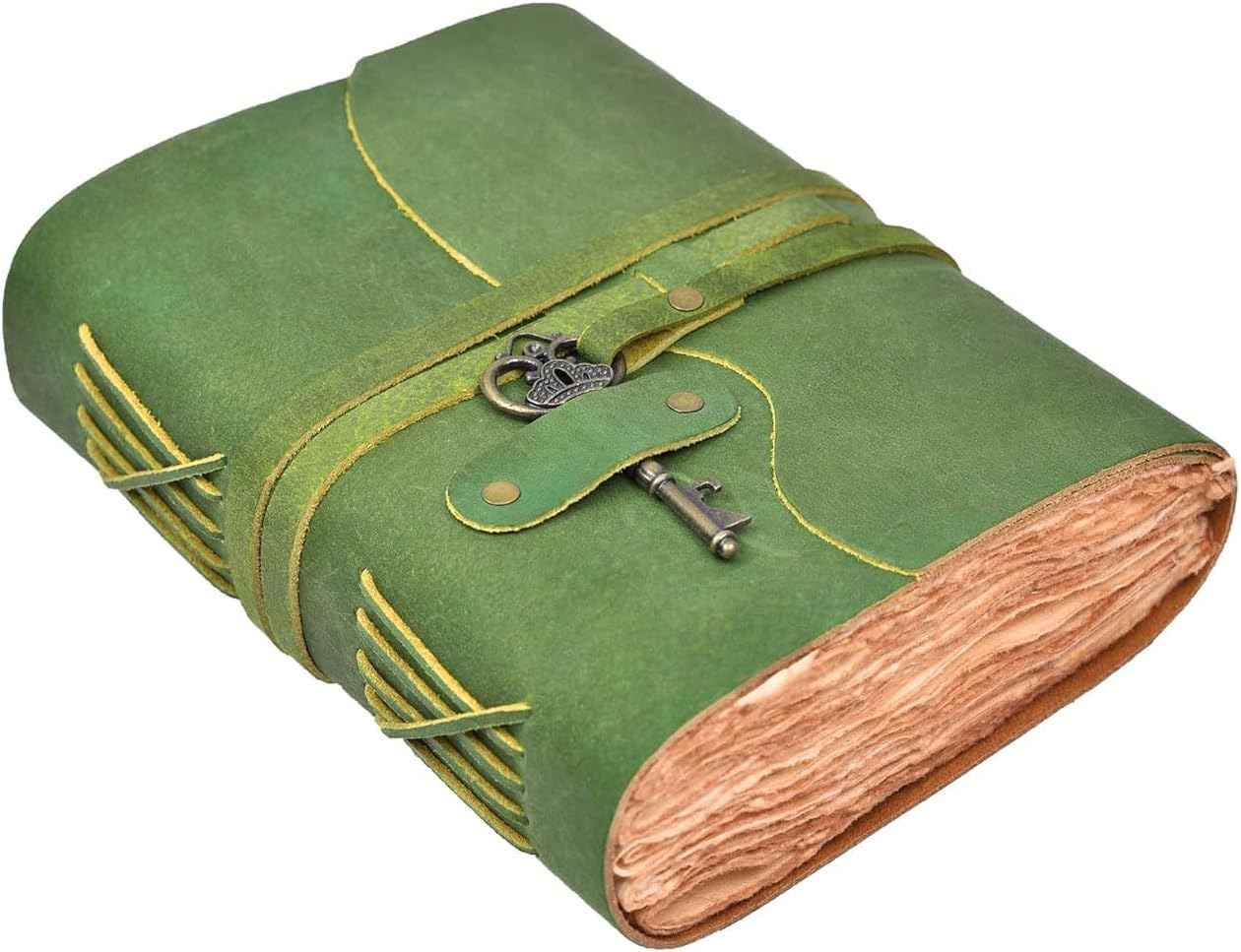 Vintage Leather Journal – 200 Handmade Vintage Deckle Edge Paper – Leather Bound
