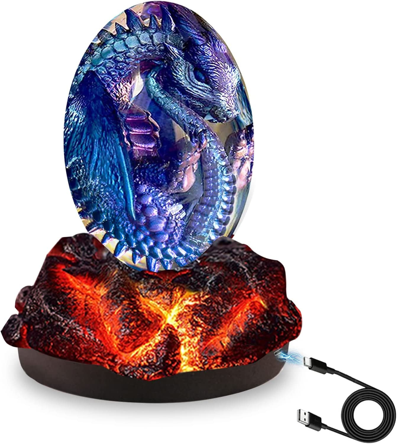 Lava Dragon Eggs with Base - Crystal Resin Ornaments, Handmade Dragon Gifts