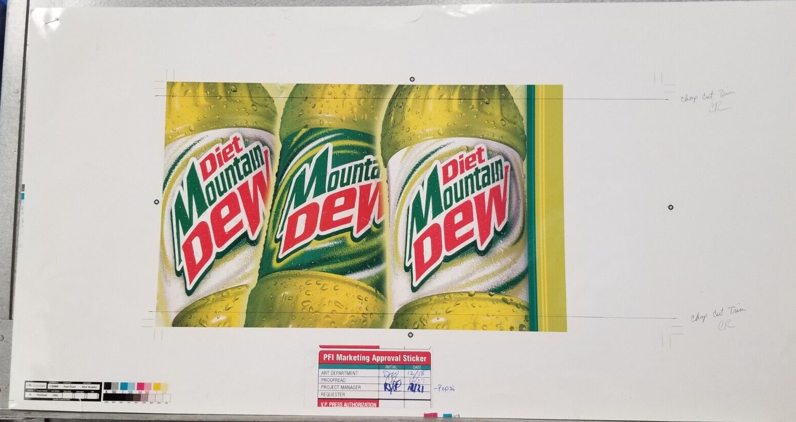 Diet Mountain Dew Bottles Sign Advertising Art Work Bottle Three 20 Ounces 2016
