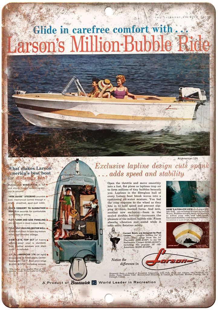 Larson Boat Vintage Ad Reproduction Metal Sign L30