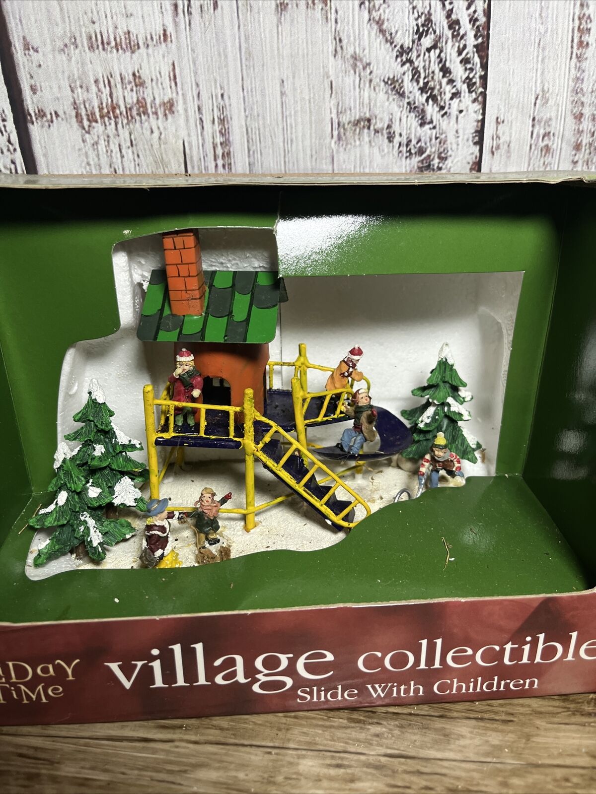 Holiday Time Village Collectibles Christmas Slide With Children Village Access. 