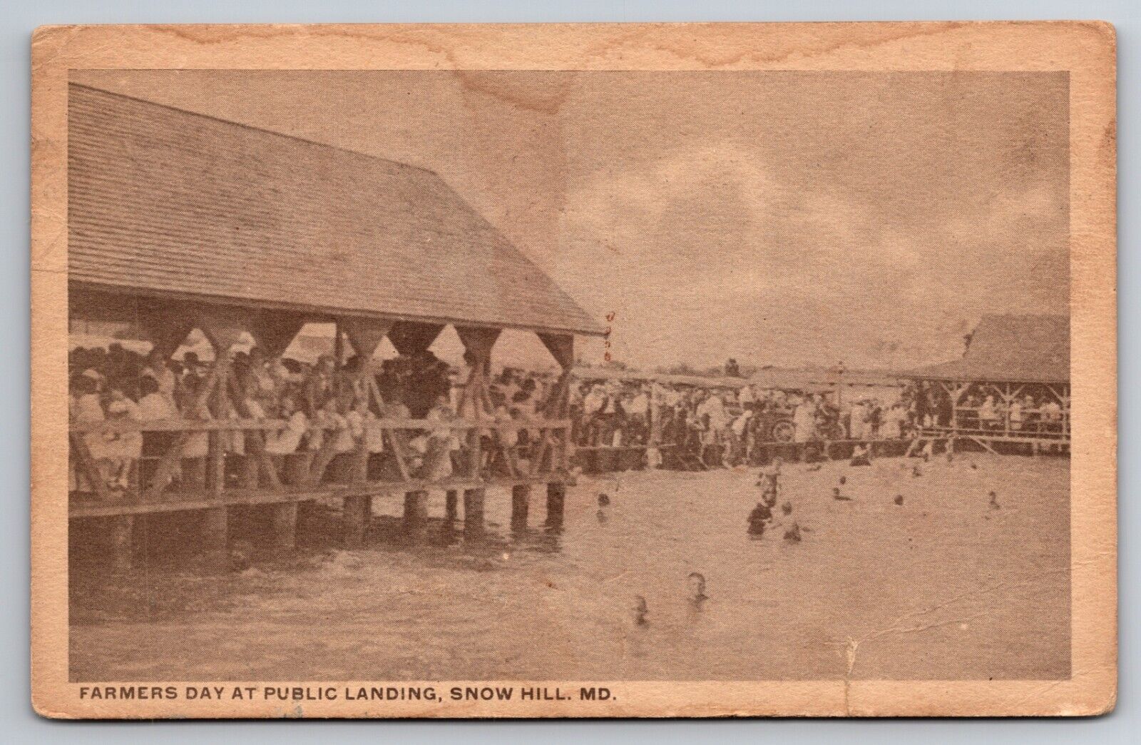 Farmers Day at Public Landing Snow Hill Maryland MD 1931 Postcard