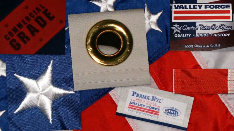 Valley Forge US American Flag 3\'x5\' sewn Perma- Nylon 100% Made in America USA