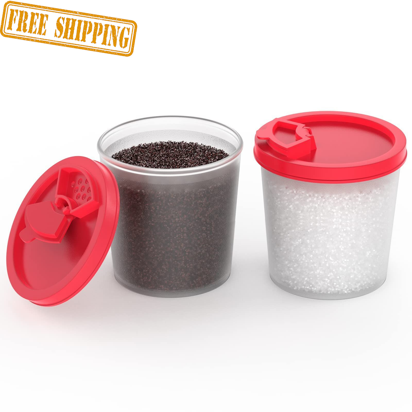 2 Pack Salt and Pepper Shakers Moisture Proof Plastic Salt Shaker W/ Lid Kitchen