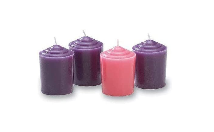 Four Piece Purple Pink Christmas Season 15 Hour Advent Candles