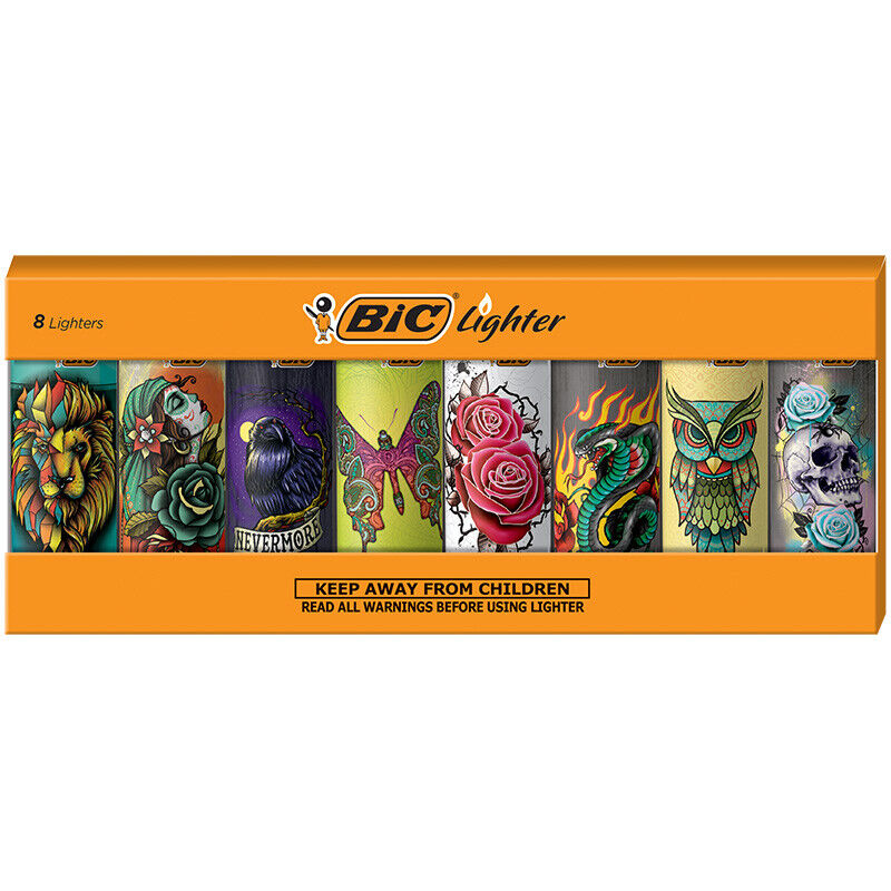 BIC Special Edition Tattoos Series Lighters, Set of 8 Lighters