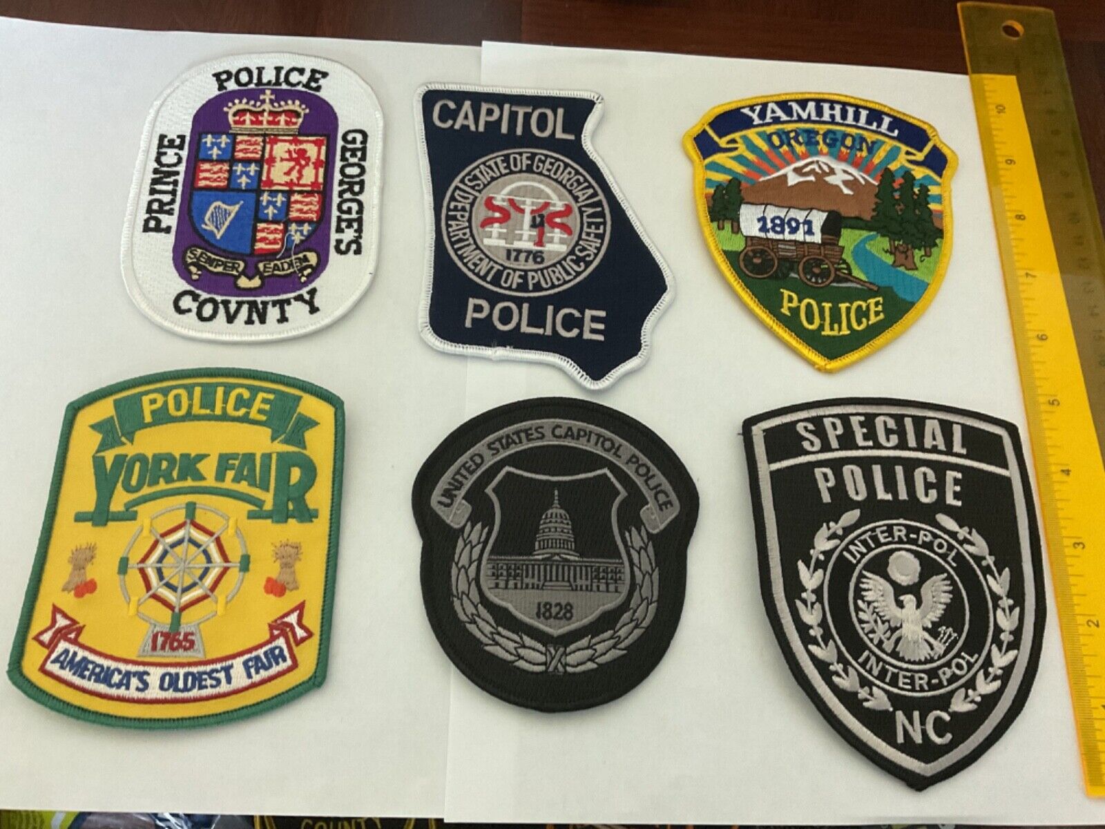 Police , Law Enforcement collectable Embroidered Patch Set 6 pieces.