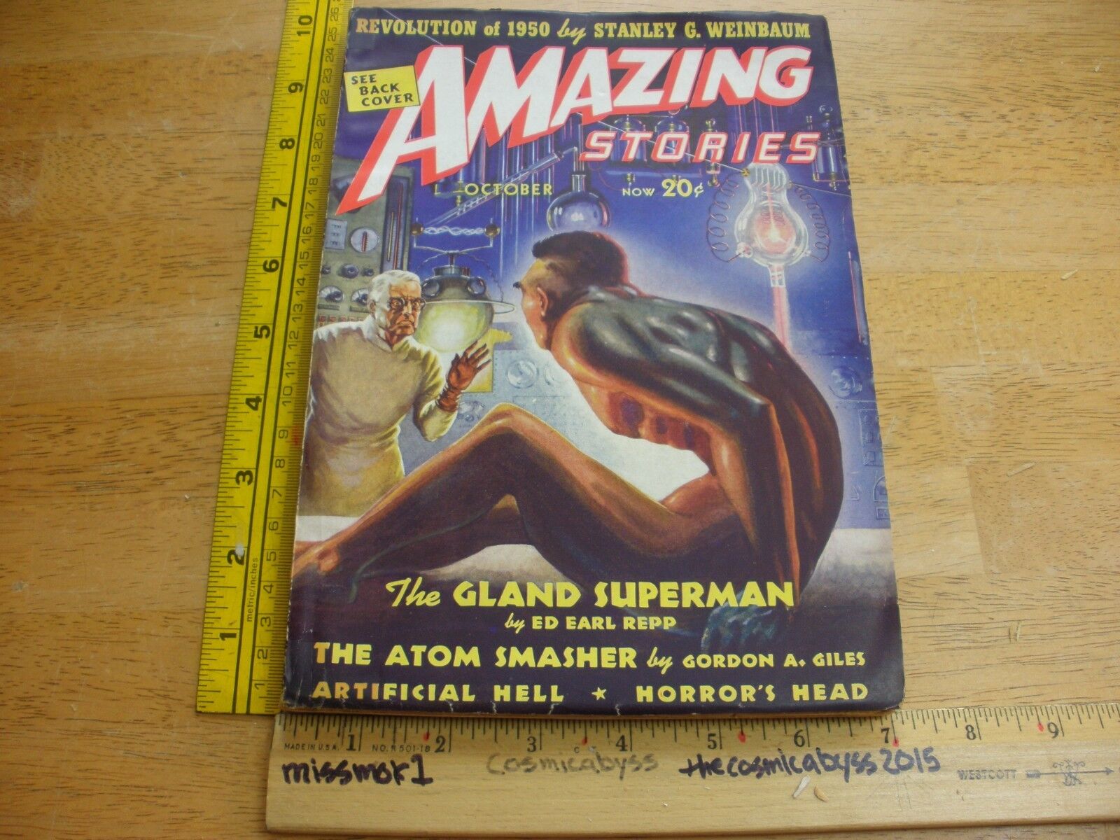 Amazing Stories October 1938 pulp magazine VINTAGE Robert Fuqua Atom Smasher