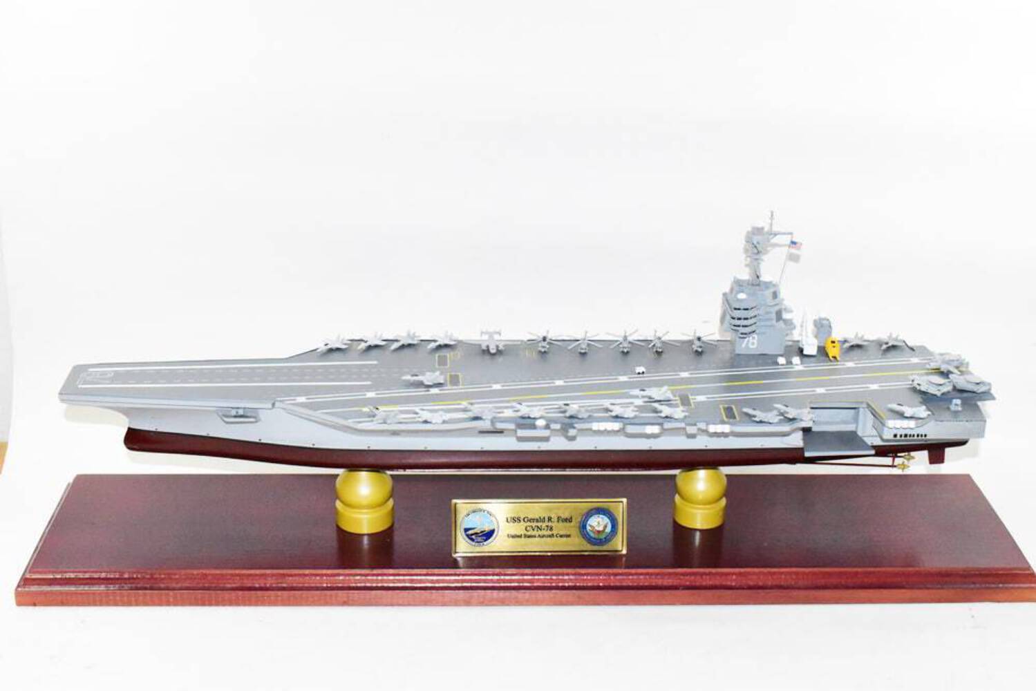 USS Gerald R Ford CVN-78 Ford Class Carrier Model, Navy,Scale Model,Mahogany,24