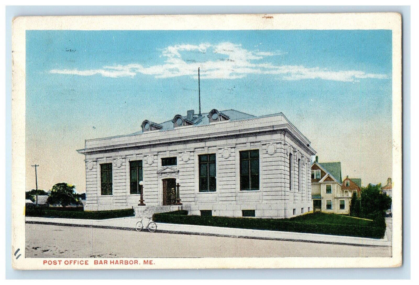 1927 Post Office Building Street View Bar Harbor Maine ME Vintage Postcard