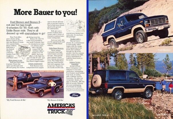 1985 Ford Bronco and II Eddie Bauer 2-page Advertisement Print Art Car Ad J311