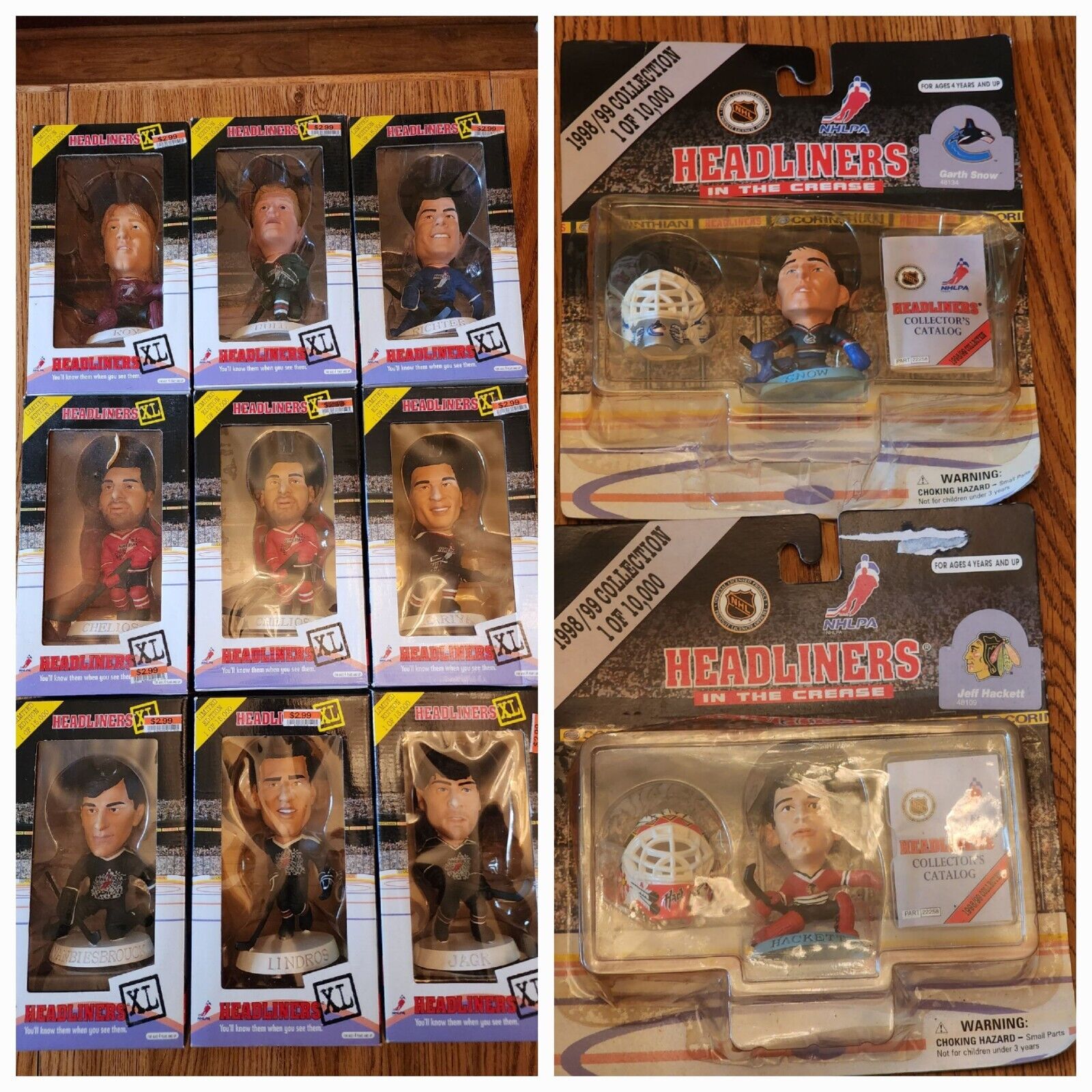 Lot (11) Action figures Hockey Headliners XL 1998 Players NHLPA New in box