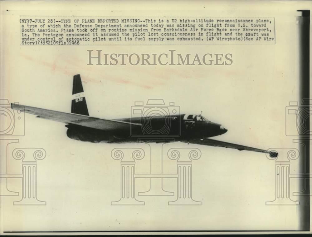 1966 Press Photo The U2 American Air Force Plane reported missing - lrx17256