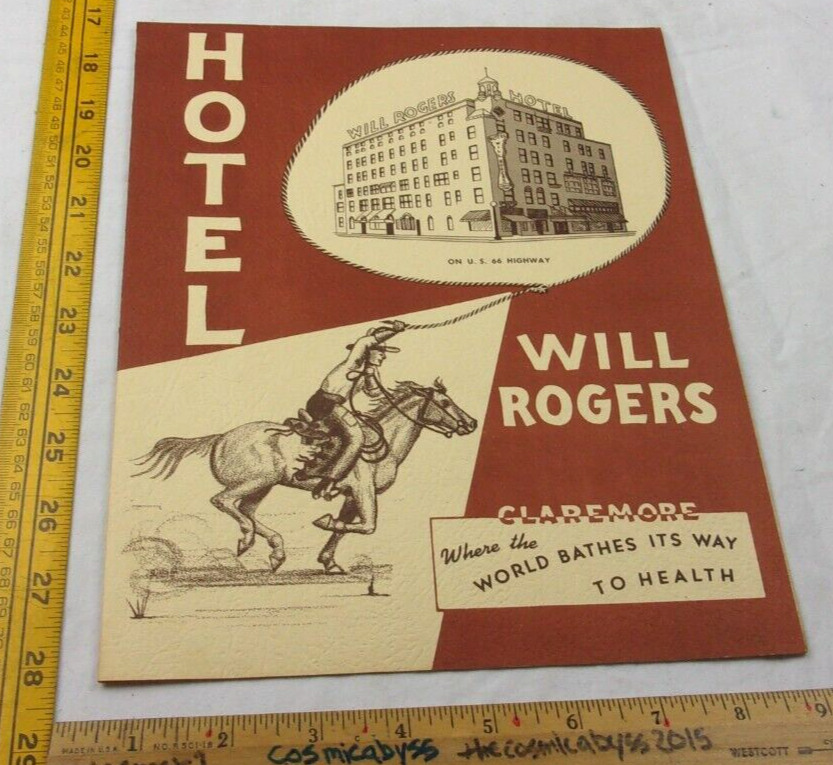 Hotel Will Rogers Claremore Oklahoma restaurant menu 1950s Route 66