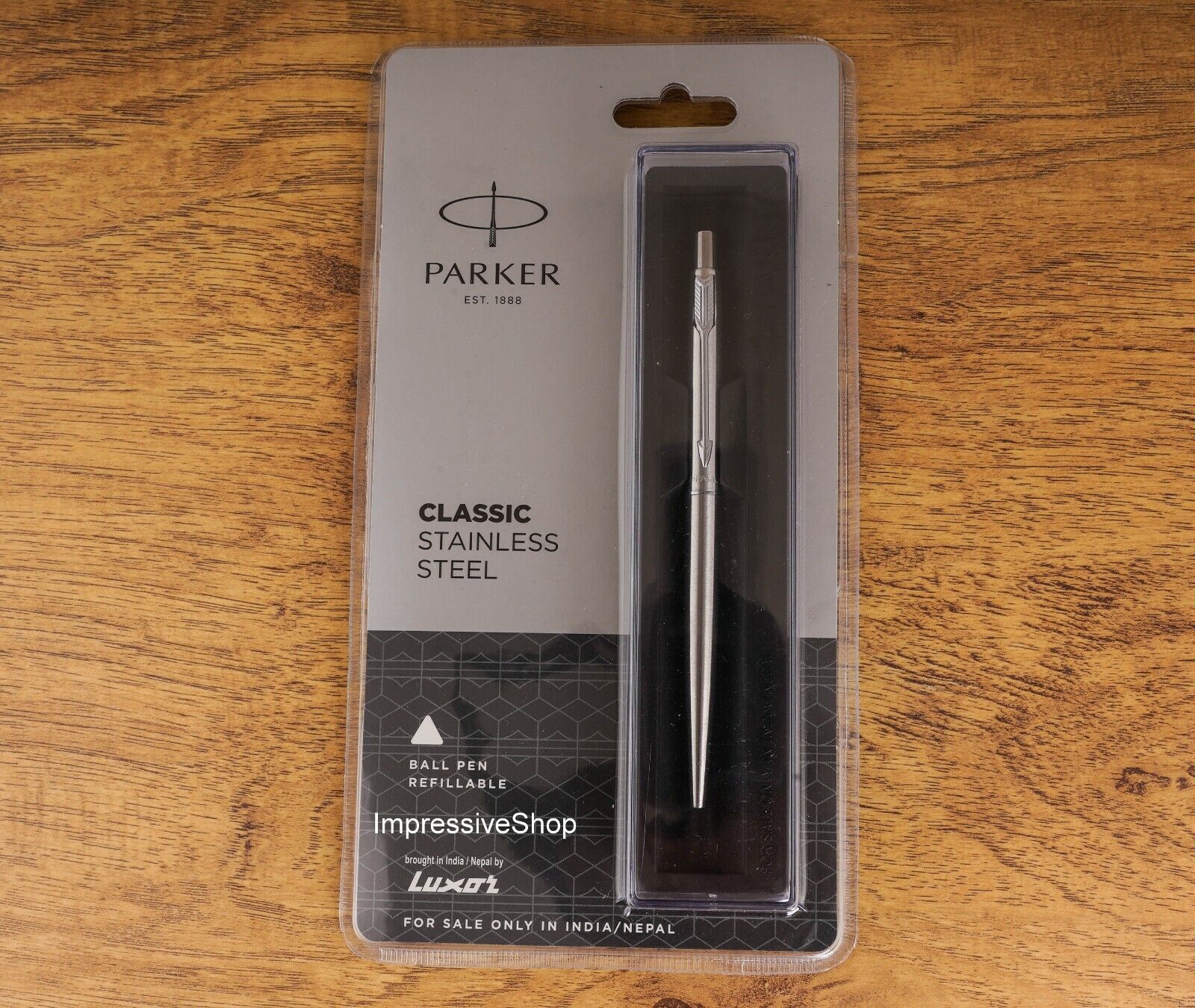 Parker Classic Stainless Steel CT Trim Ball Pen With Free Reynolds Ball pen
