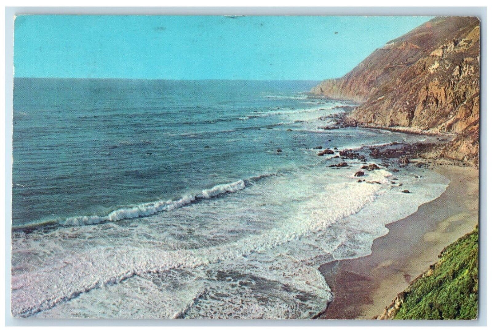 Cambria Gualala California CA Postcard Scenic Highway 1 Tiny Beaches Silver 1972