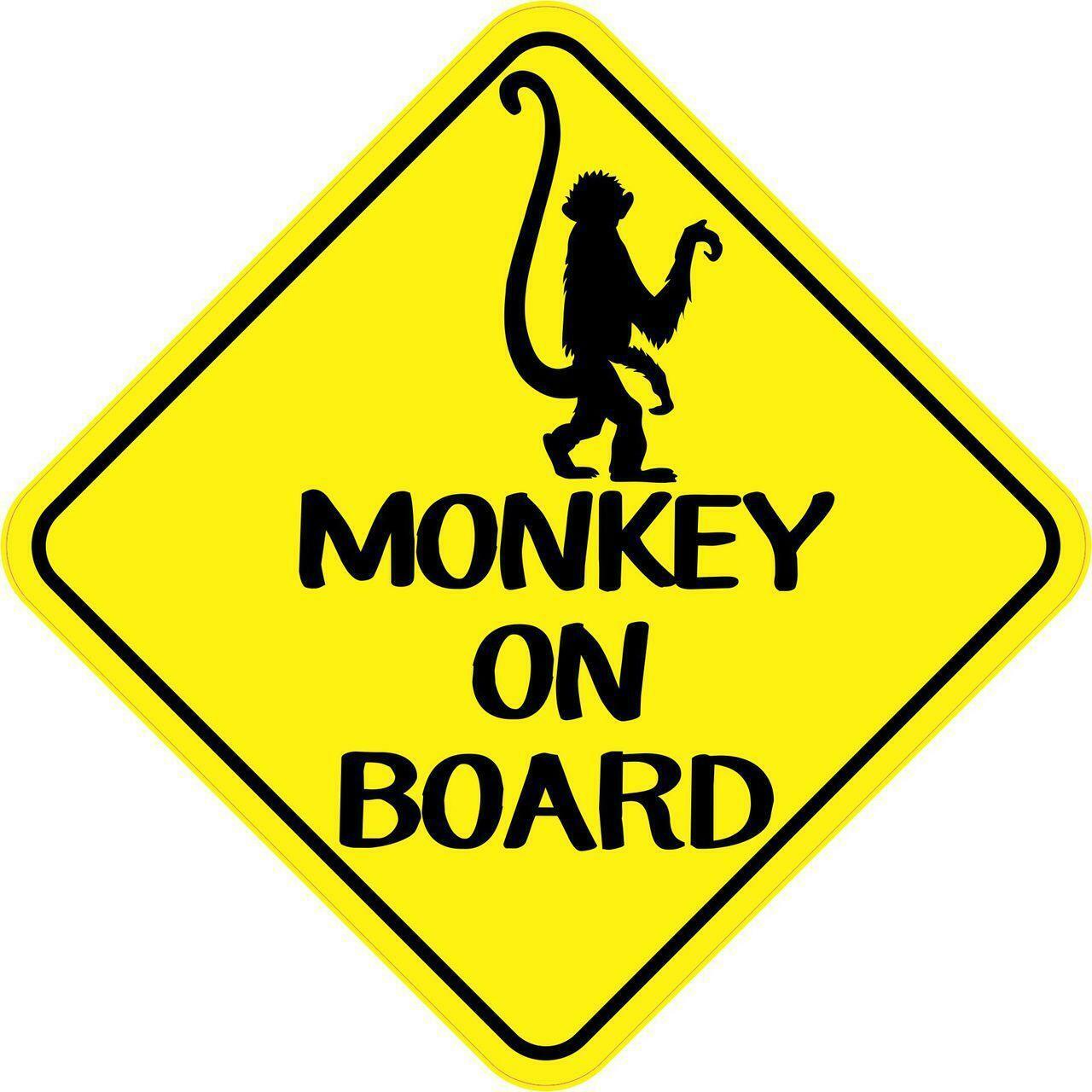 6in x 6in Monkey on Board Sticker Car Truck Vehicle Bumper Decal