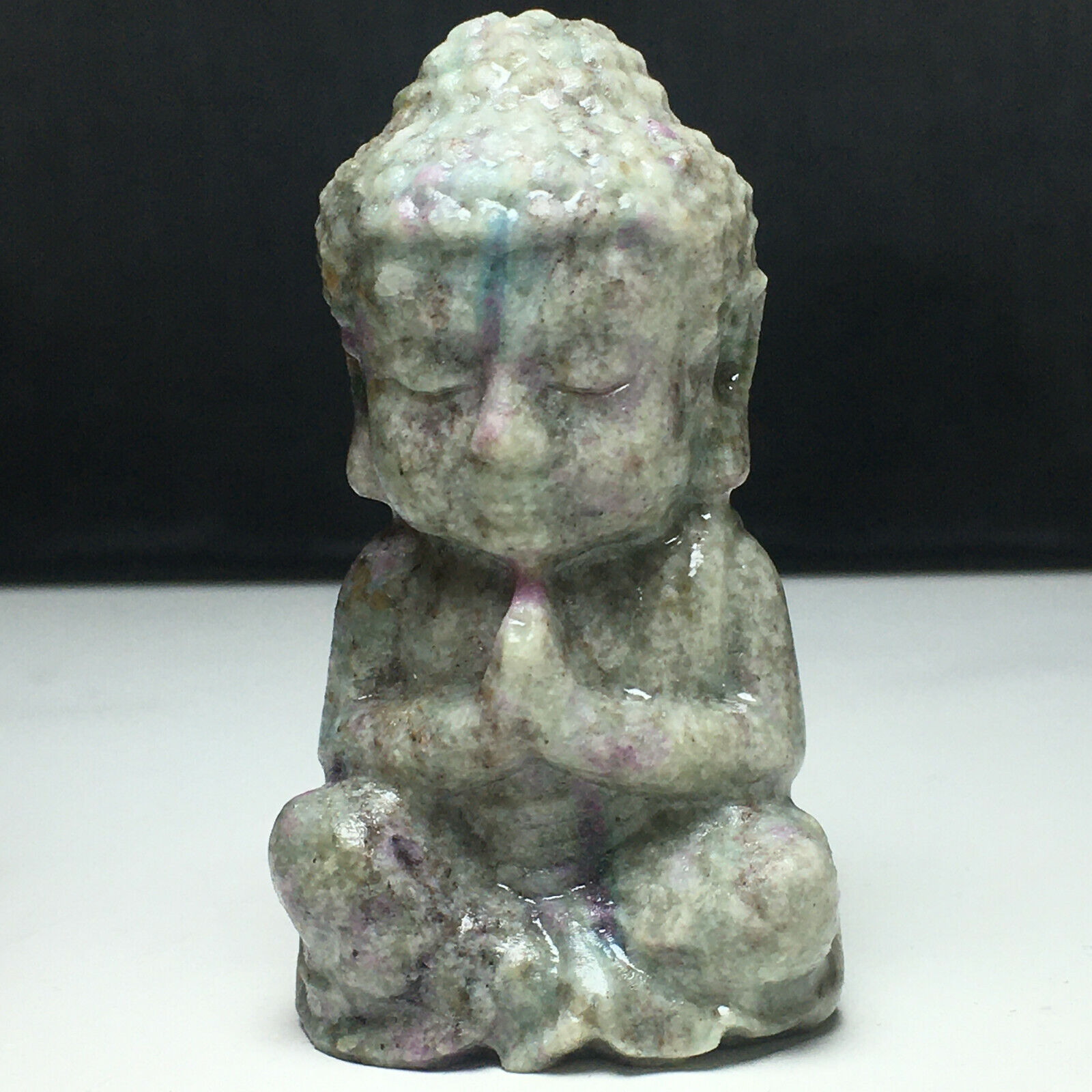 72g Natural Crystal.Red Blue Green Stone .Hand-carved.  Exquisite Baby Buddha