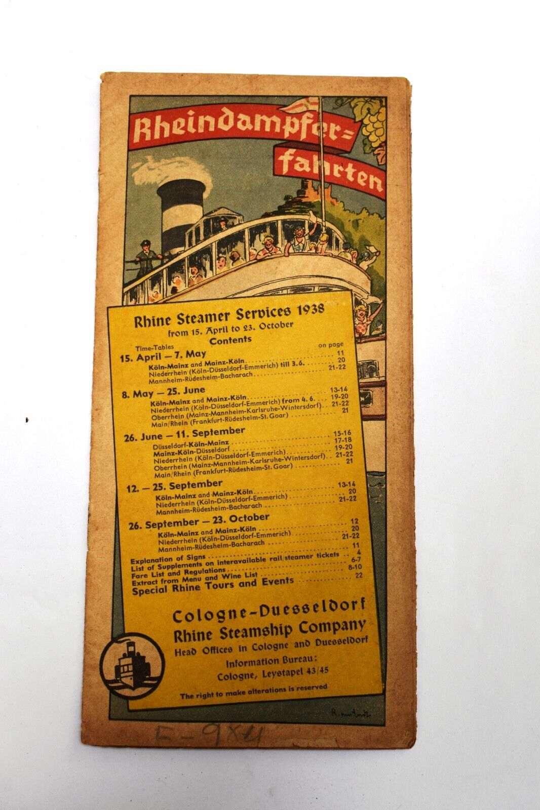 Vintage Rhine Steamer Service Germany 1938 Travel Guide Travel Planner Template