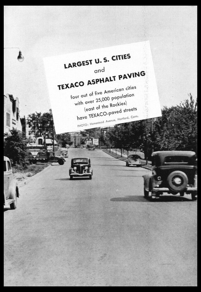 1937 Texaco Asphalt Paving Homestead Ave Hartford CT Photo VTG trade print ad