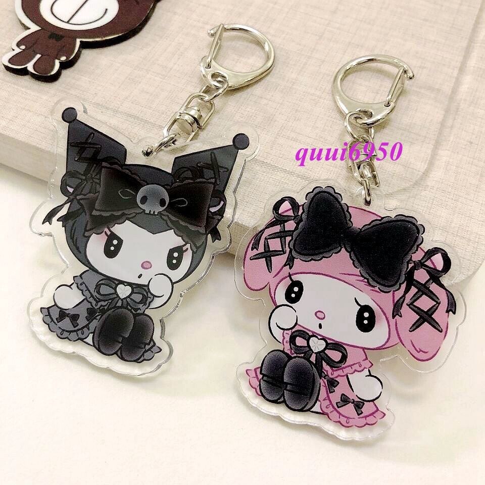 2pcs Cute My Melody & Kuromi Bow Keychain Acrylic Key Chain Gift