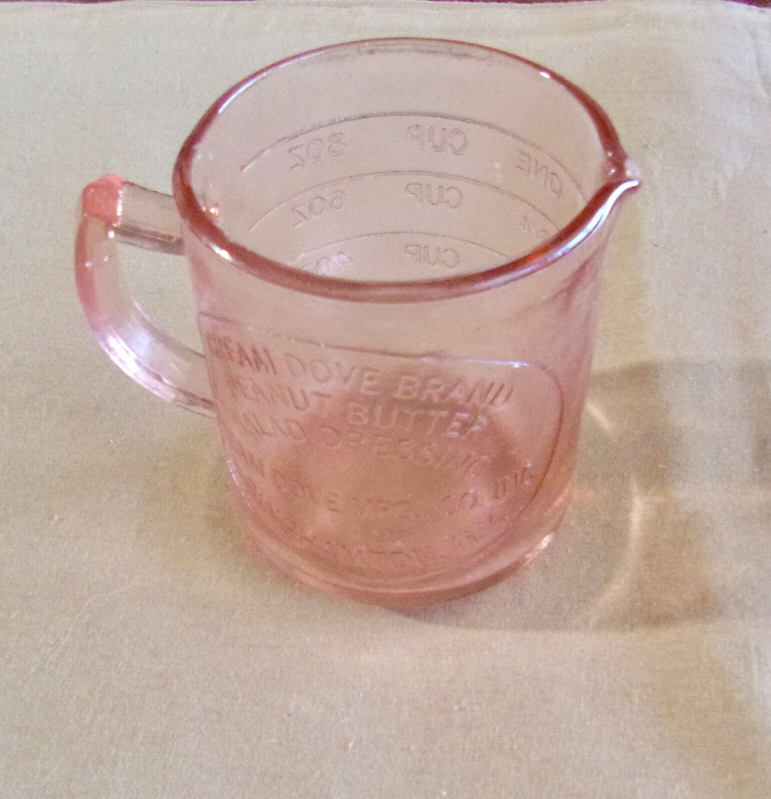 PINK DEPRESSION STYLE GLASS  1 CUP  MEASURING CUP
