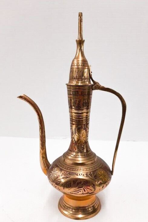 Genuine Brass Ewer Aftab Hand Etched Made in India 12\
