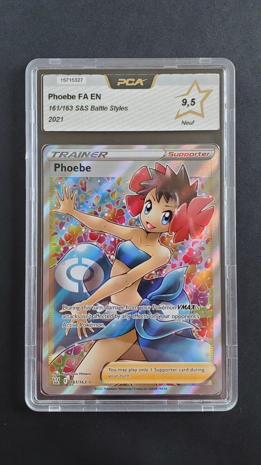 Pokemon Card Phoebe Full-Art 161/163 - Syles de Combat - EN English - PCA 9.5