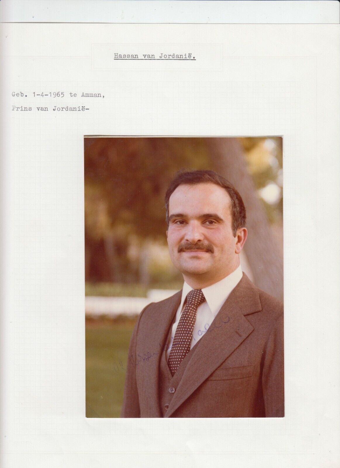 Prince Hassan, Original Autograph on Photo, Royalty, Jordan (L6264)
