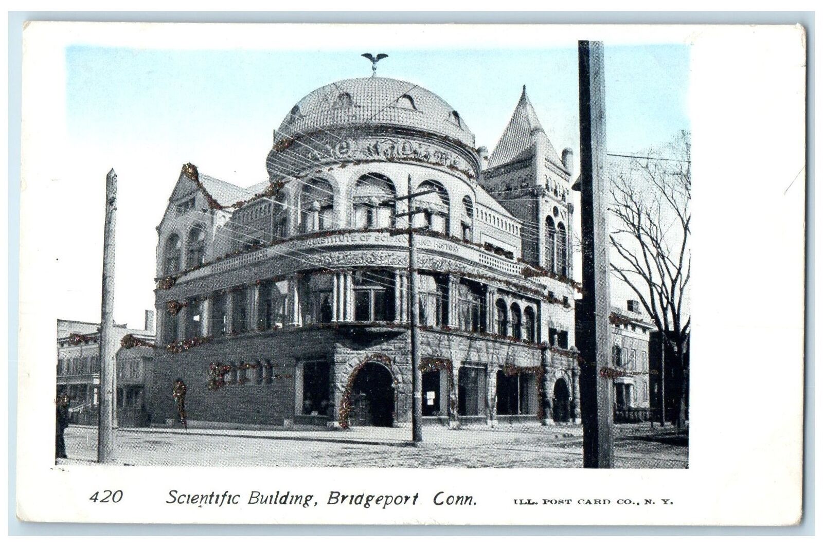 c1905's Scientific Building Roadside Entrance Bridgeport Connecticut CT Postcard