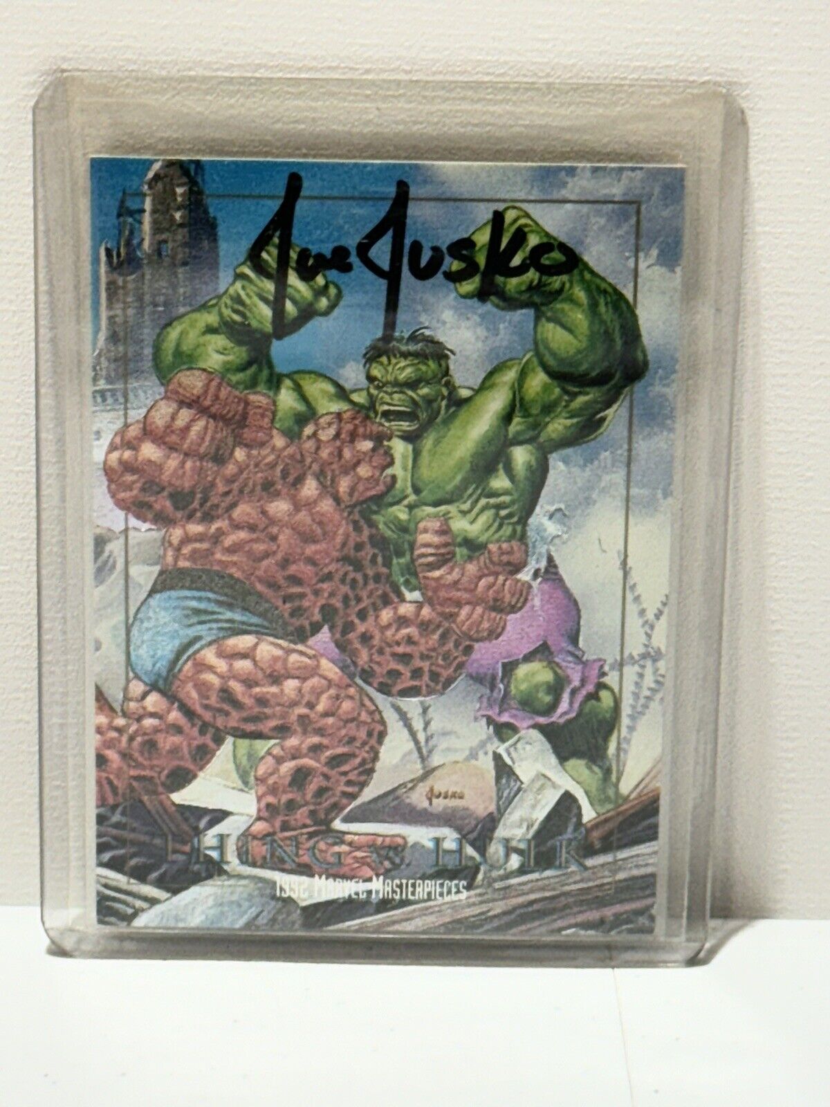 1992 Marvel Masterpieces Thing vs. Hulk Battle  Spectra Etch #1-D Vintage Signed