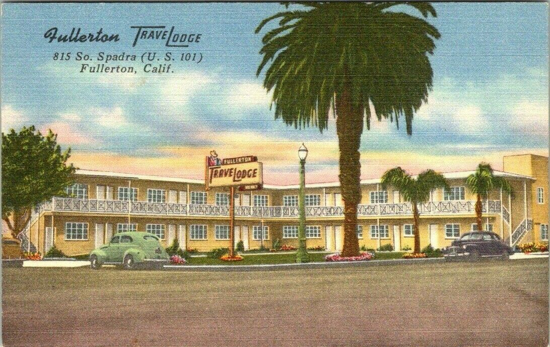 c1940s Fullerton Travelodge South Spadra Hwy 101 California Vintage Postcard