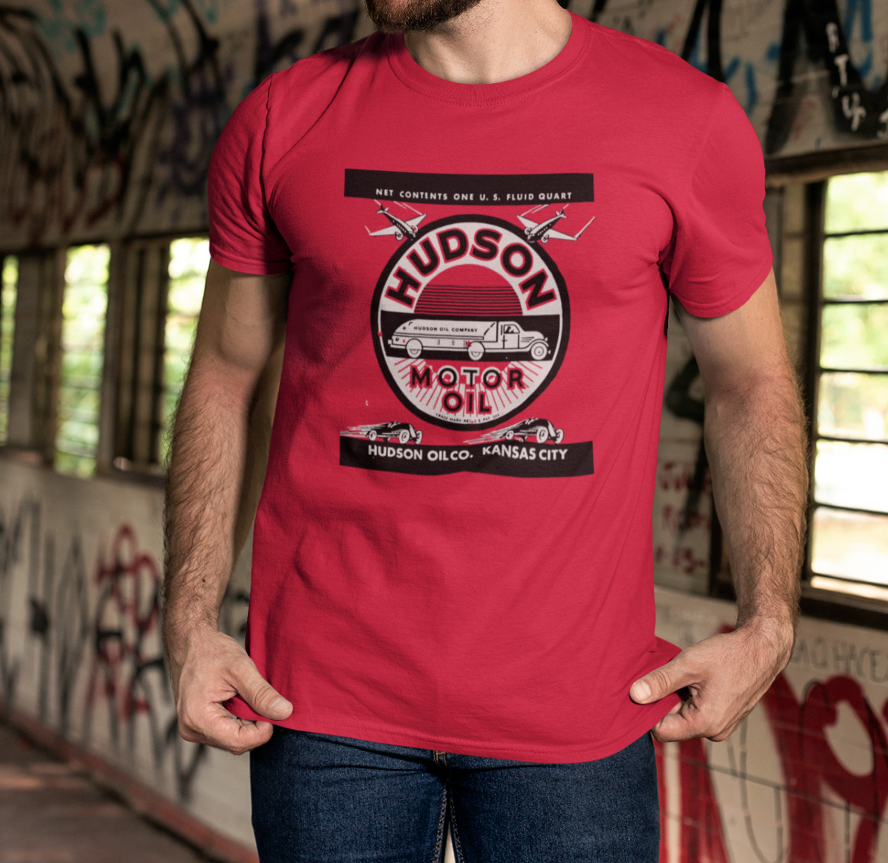 ON SALE: Cool Vintage HUDSON Motor Oil Can Silk Screened Graphic T-Shirt