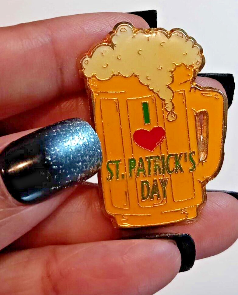 Vintage St. Patrick\'s Day Holiday Brooch Pin Beer Mug I Love St. Patrick\'s Day