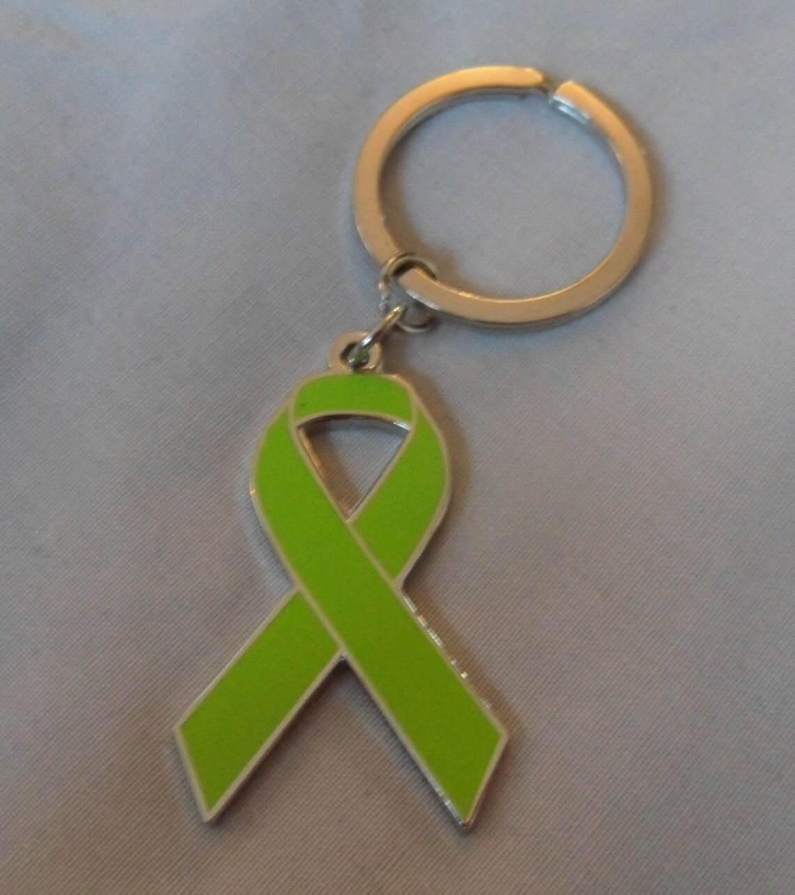 ***NEW***  Glaucoma Awareness enamel green keyring. Charity, badge