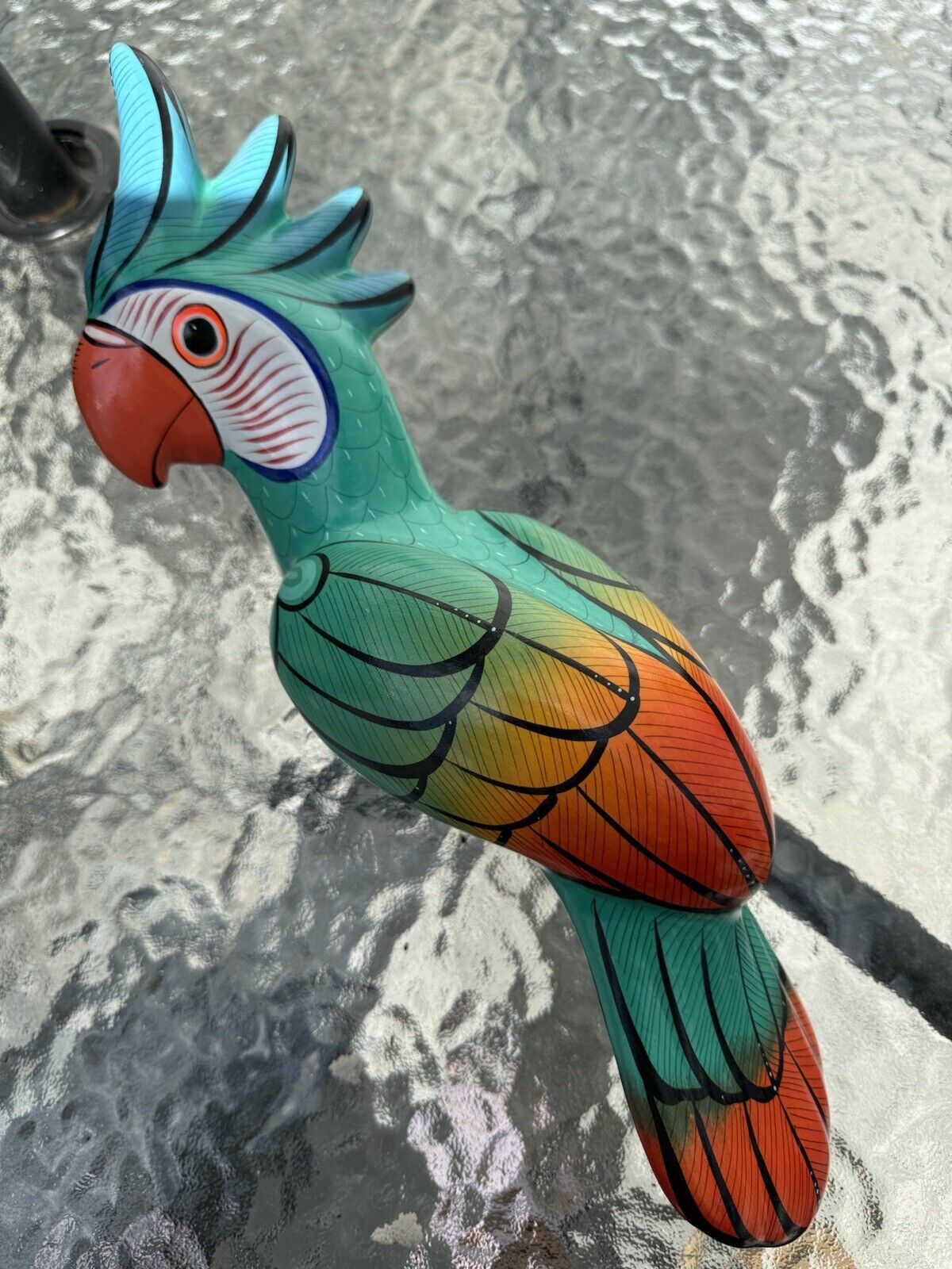 XLg Talavera Cockatoo Parrot Bird Animal Ceramic Mexican Pottery Hanging 15”