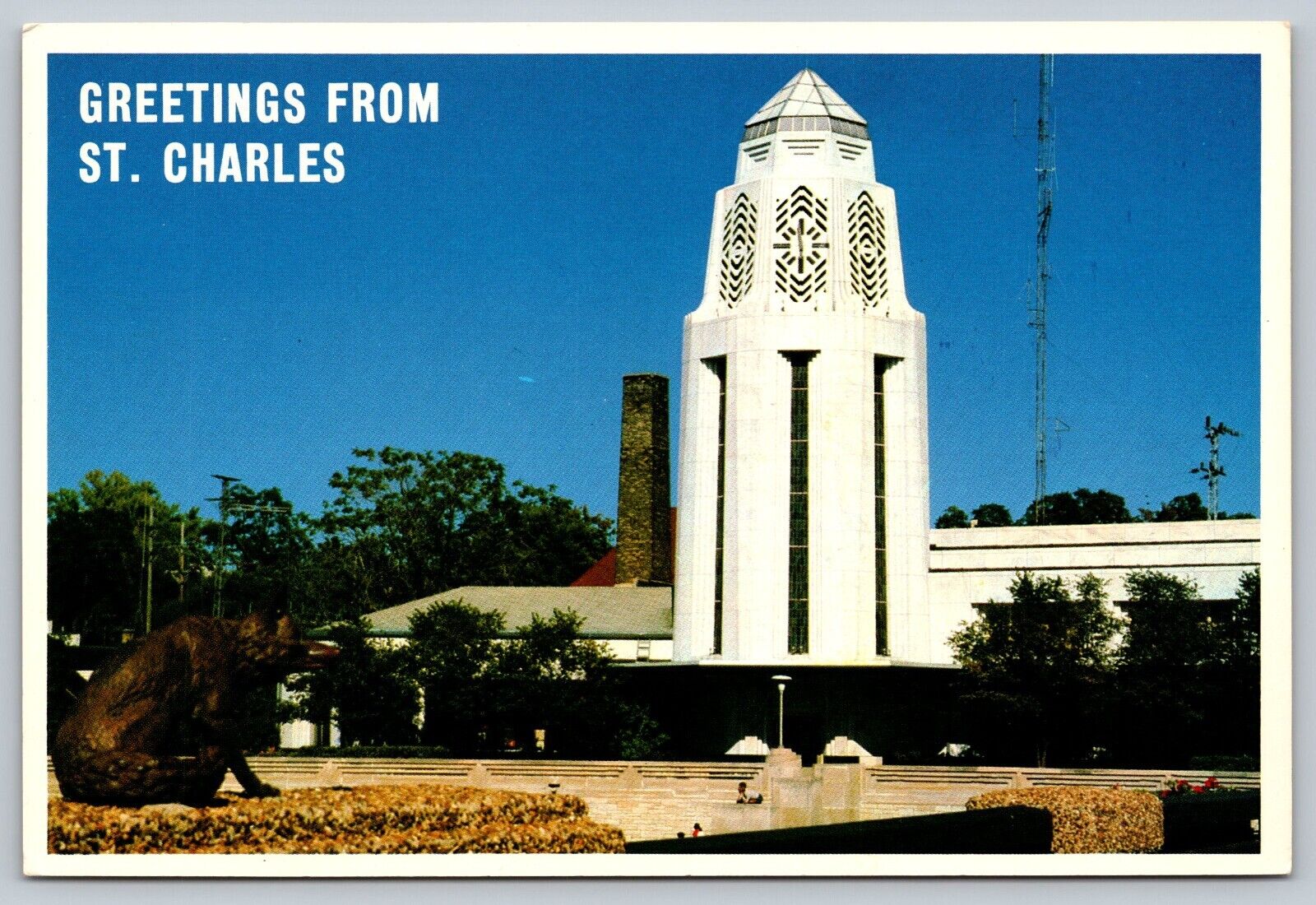Greetings from St Charles IL, Municipal Building, St Charles Illinois Postcard