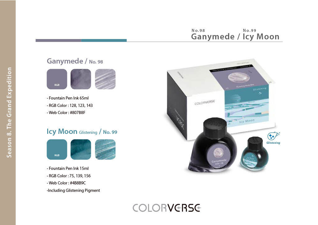 Colorverse Season 8 Bottled Ink in Ganymede & Icy Moon Glistening - Set of 2 NEW